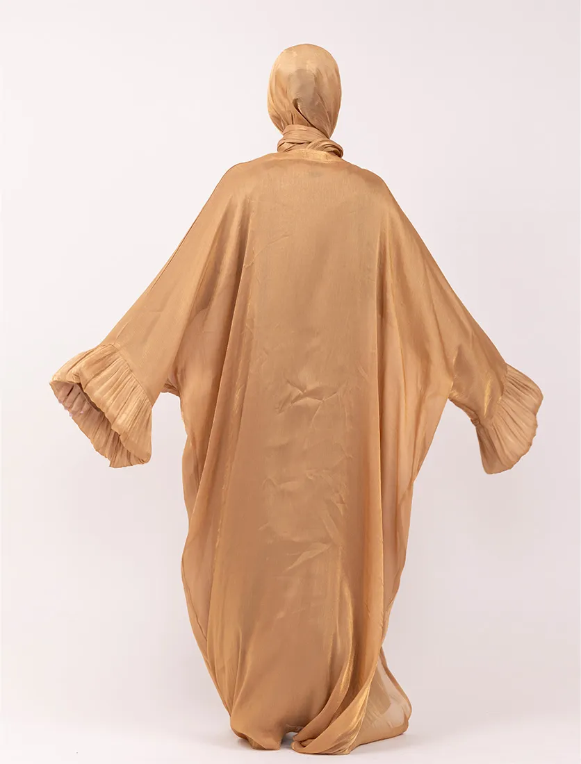 Camel Open Organza Kaftan Set